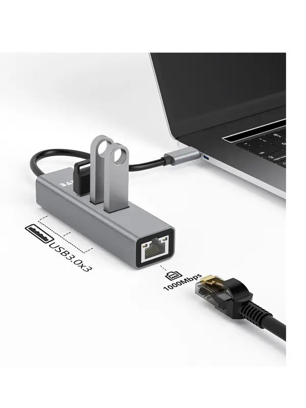 TYPE C TO 3 PORT USB 3.0 HUB WITH GIGABIT PORT Secondary image