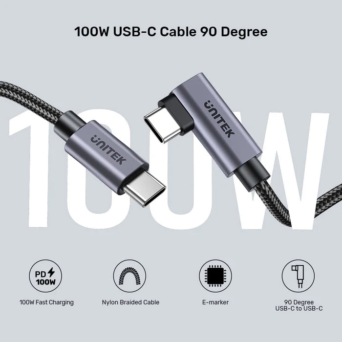 Unitek 100W USB-C Cable 90 Degree - 5mtr