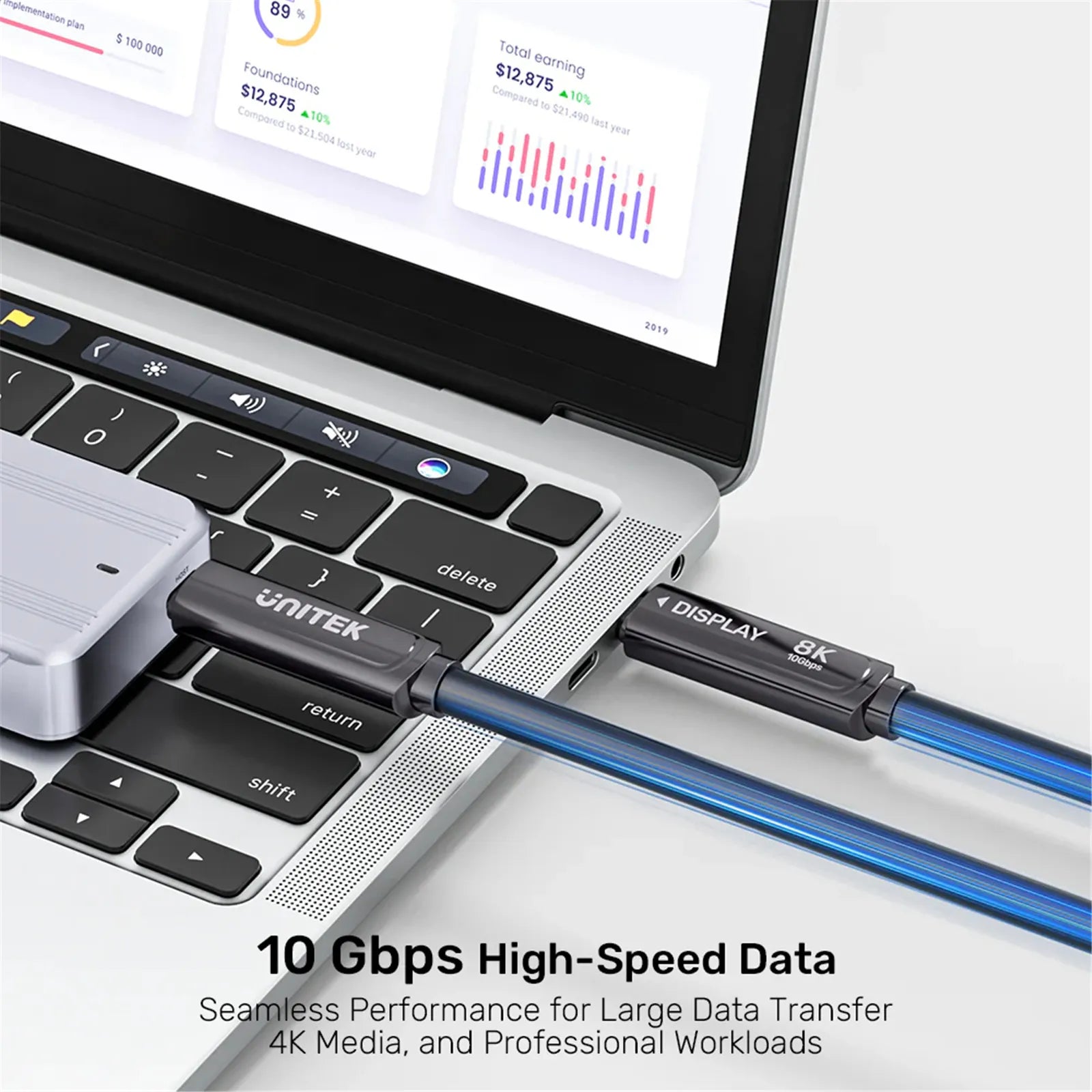 Unitek C14178A-5M 8K Fiber Optic Full-Featured USB-C Cable - 5m