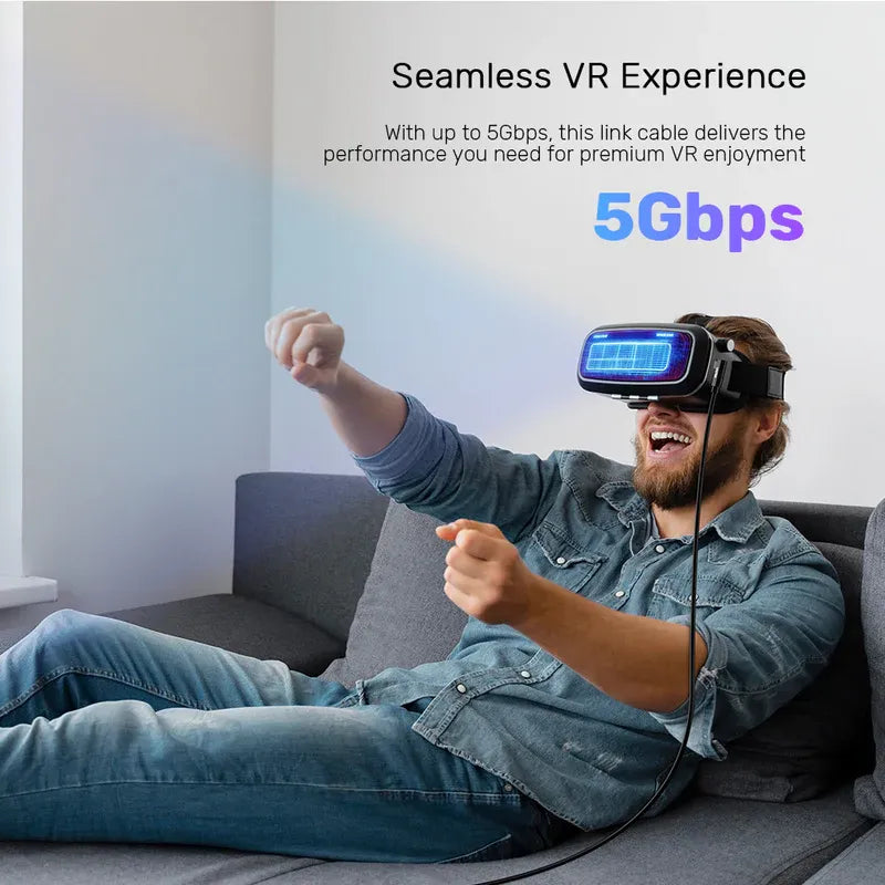 VR Link Pro Cable (90 Degree USB-C to C Cable supports 5Gps & 60W)
