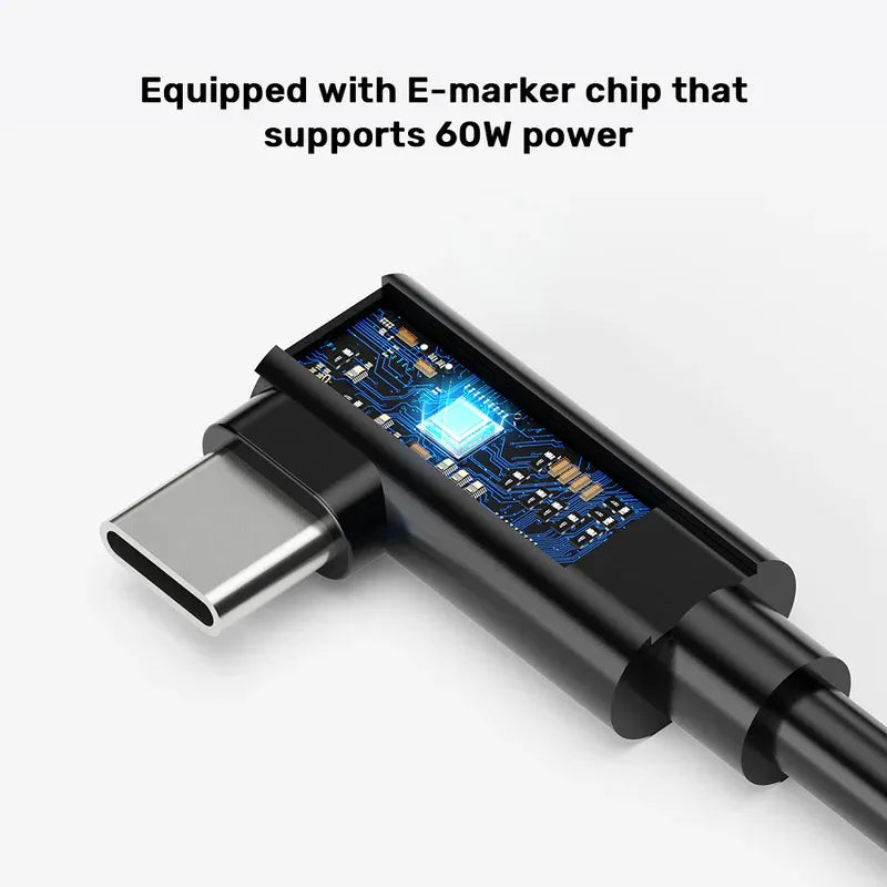 VR Link Pro Cable (90 Degree USB-C to C Cable supports 5Gps & 60W)
