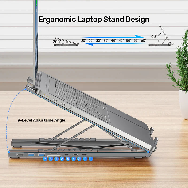 Unitek USB-C Foldable Laptop Stand with Docking Station Secondary image