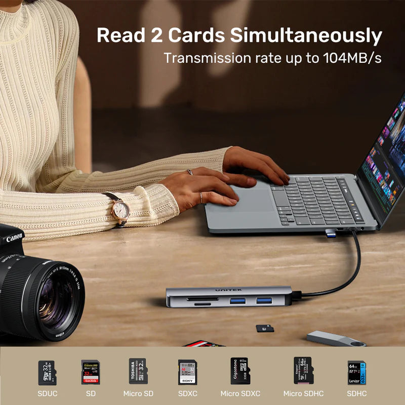 Unitek 5-in-1 USB 5Gbps Hub with SD and Micro SD Card Reader