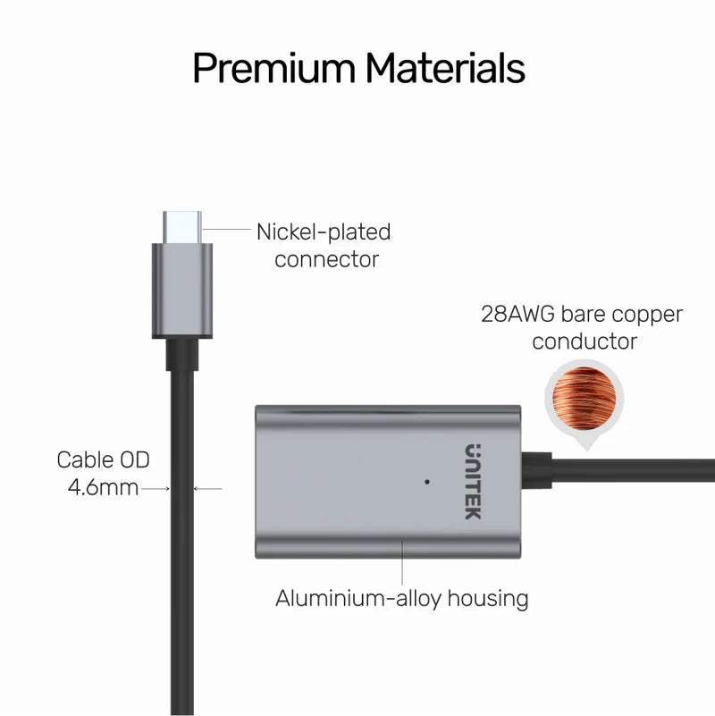 Unitek USB-C Active Extension Cable 5mtr