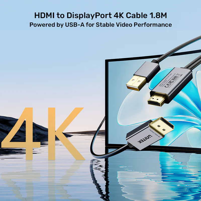 Unitek HDMI to DisplayPort 4K Cable 1.8M