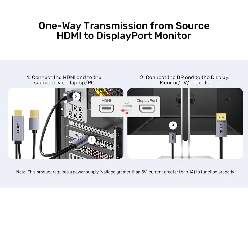 Unitek HDMI to DisplayPort 4K Cable 1.8M