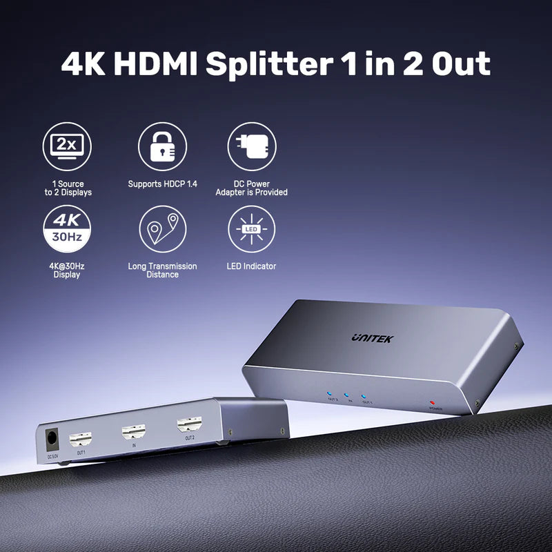 Unitek 4K HDMI Splitter 1 In 2 Out