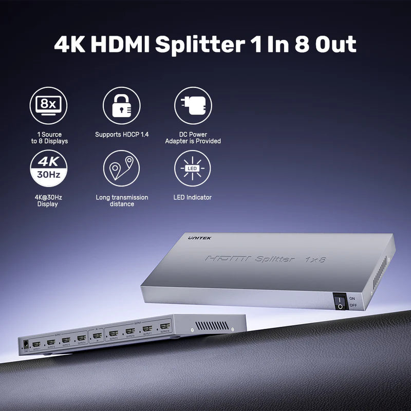 Unitek 4K HDMI Splitter 1 In 8 Out