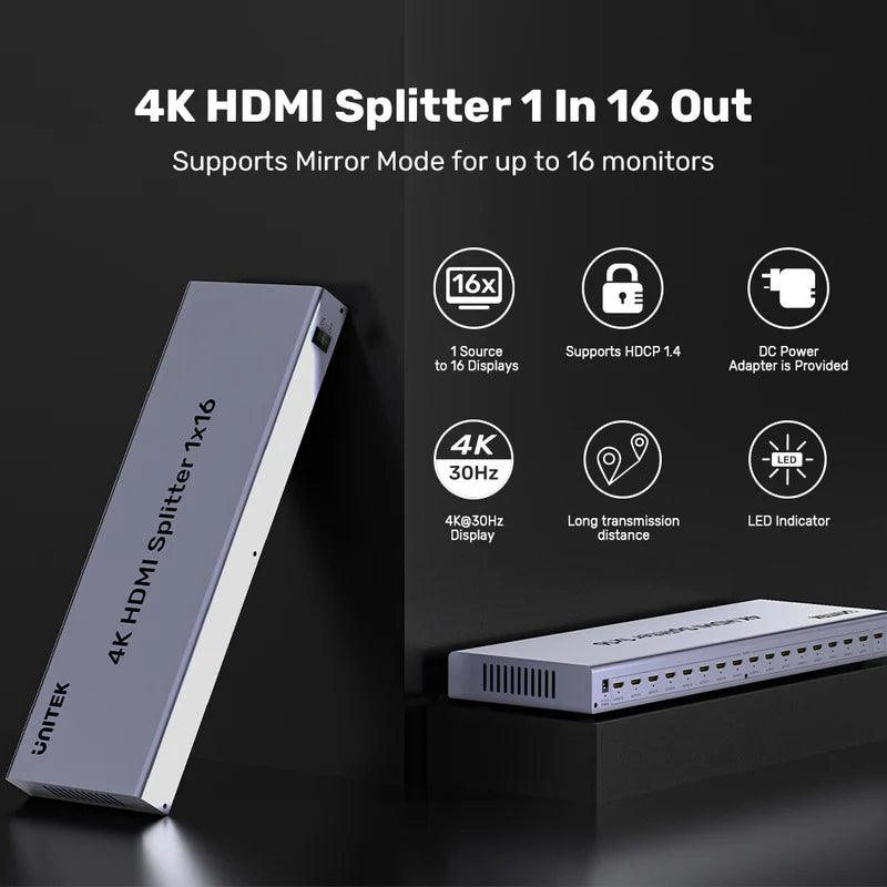 Unitek 4K HDMI Splitter 1 in 16 Out