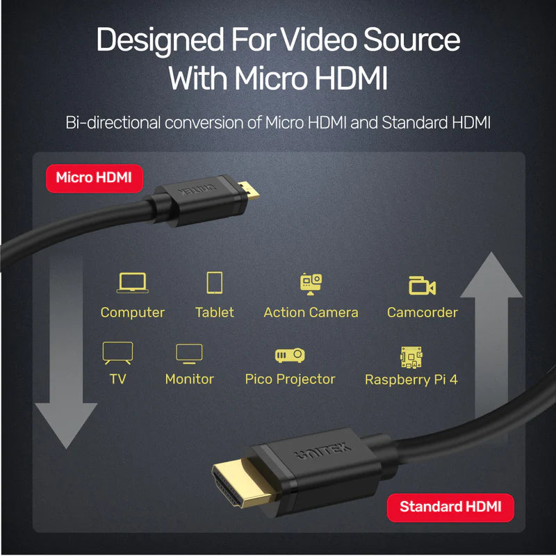 Unitek 4K 60Hz Micro HDMI to HDMI Cable