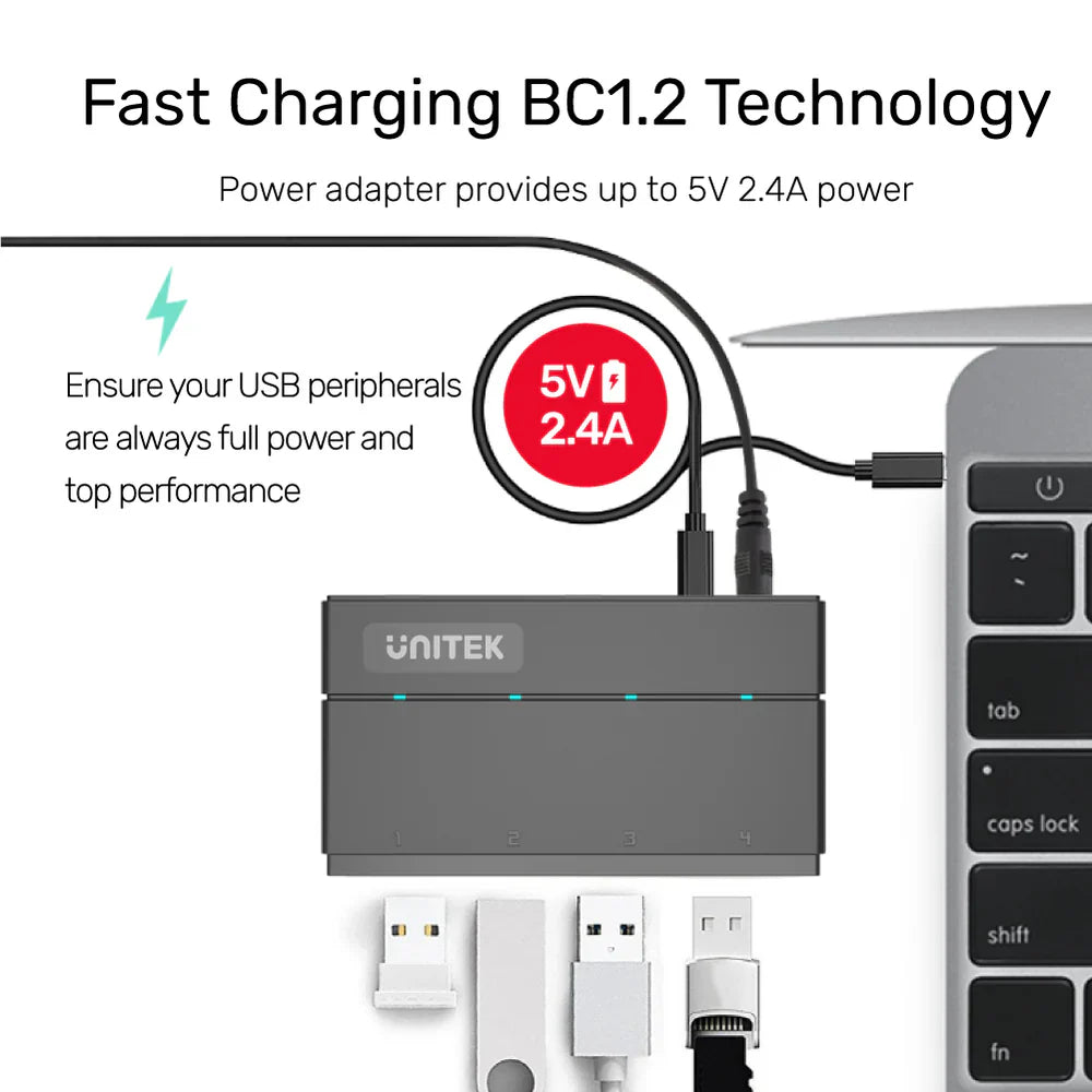 Unitek 4Ports Powered USB 3.0 Hub with USB-A Cable